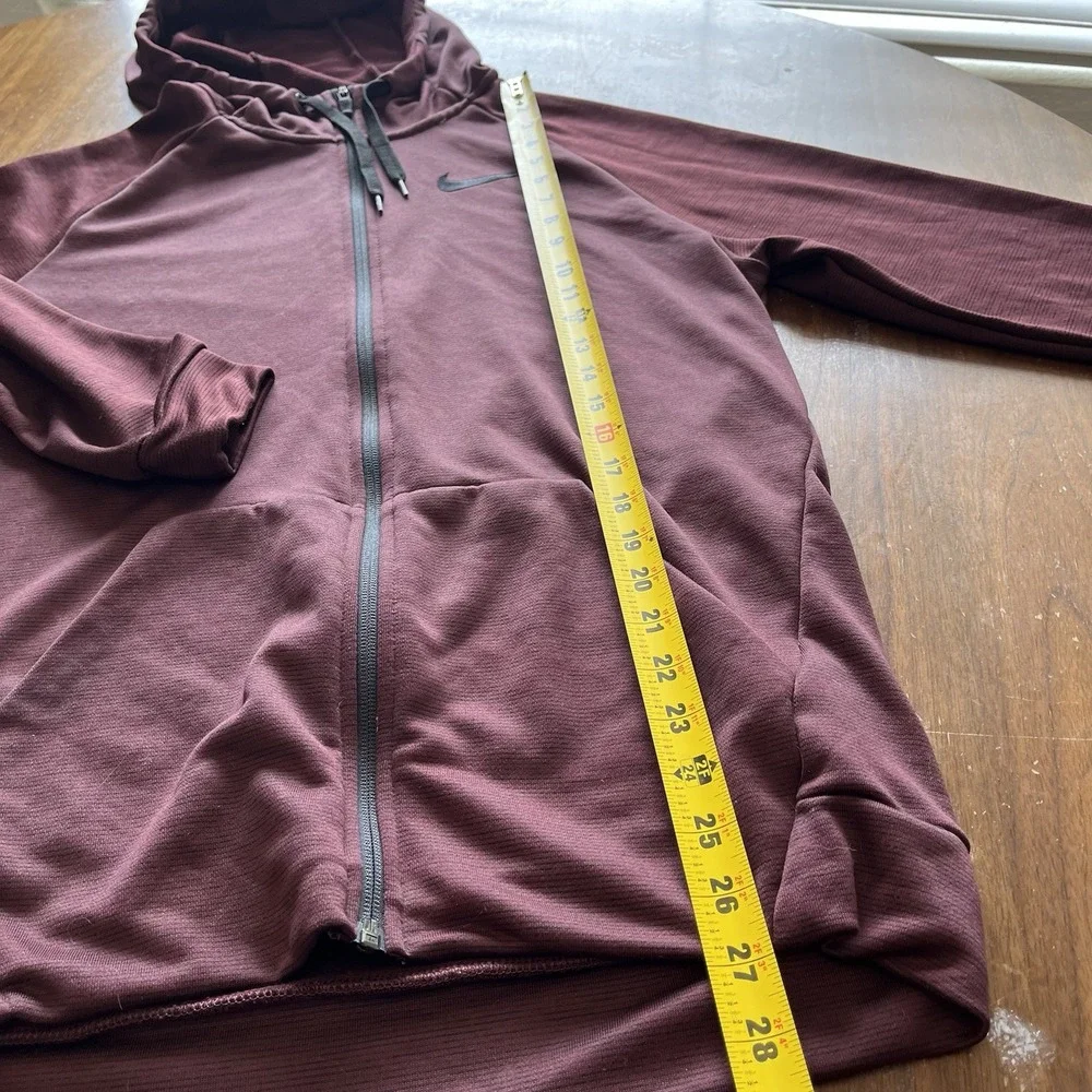 Nike Dri-FIT Hoodie Men M Red Burgundy Full Zip Fleece Training 860465-655